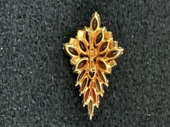 MCM Rhinestone Amber Orange Root beer Brooch Glows 2.5 In