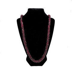 Vintage 1980s Long Single Strand Almandine Garnet Rondelle Beaded 26″ Necklace
