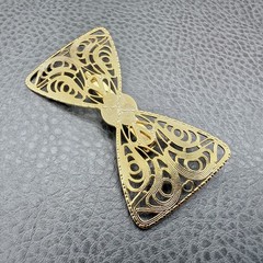 Vintage Brooch Gold Tone Filigree Bow Art Deco Style Pin Ornate Fashion Jewelry