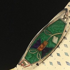 MOP Floral Cuff Bracelet Mother of Pearl Other Inlay Signed Alpaca Mexico Small