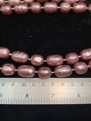 Set of 2 Light Purple Necklaces Plum Large Faux Pearl Beads Vintage 24″ 30″ Long