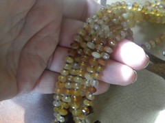 GOLDEN AGATE & STERLING SILVER (5) STRAND NECKLACE 25″ D. CORIZ