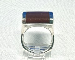 R05 Vintage 1950-1970s Carnelian 925 Silver RING Size 11