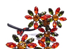 Vintage Rhinestone Flower Brooch Earrings SET