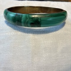 Vintage Malachite And Brass Bangle Bracelet