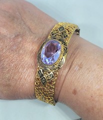 Gorgeous Early 1900s Taille D’Epargne Light Lilac Glass Stone Bracelet