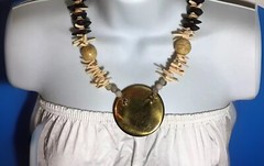 Vintage Buffalo Horn Bone Bovine Shell Tribal Necklace
