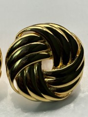 Vintage Les Bernard Brooch Earrings Set Chunky Basket Weave Gold Tone