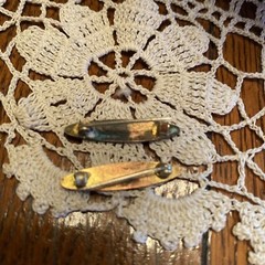 2- 1 inch long Victorian Cloisonné Butterfly Bar Pin Enamel C Clasp Brooch Vtg