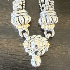 NLH Nat Landau Hyman Signed Multi Strand Silver Gold Tone Statement Necklace