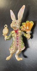 Kirks Folly Alice In Wonderland Folly White Rabbit Pin Brooch 3″ Enamel Crystal