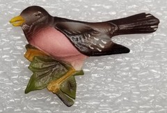 Handmade Bird Brooch Pin Lot of 4 – Takahashi? Wood Leather Cardinal Feather Vtg