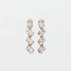 Oval Lab Grown Diamond Prong Setting Drop Dangle Bridal Wedding Earrings