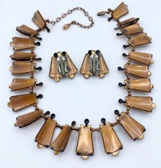 2 Pc Lot of Matisse Renoir Copper Enamel Necklace & Matching Earrings