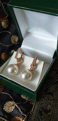 Vintage 1990-s 14 Ct Rolled Gold Pearls / Zircons Earrings – Hallmarked 585 RG