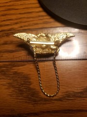 Art Deco Art Nouveau Revival Goldtone Cherub Chain Pin