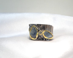 Brutalist Sterling Silver 925 Raw Natural Sapphire Modernist Size 9 Ring