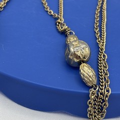 Vintage Long Gold Tone Beaded Chain Necklace 54” Station Necklace Layering