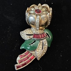 Vintage Patent-Number Trembler Figural Flower Clip / Brooch 1940s