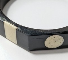 Horn and bone bangle bracelet black and white octagon shaped vintage retro