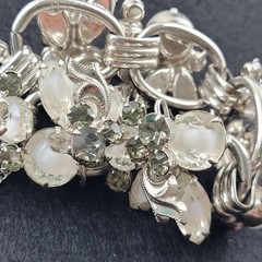 Vintage Juliana Rhinestone Bracelet & Earrings Set Givre Glass Smoky Rhinestones