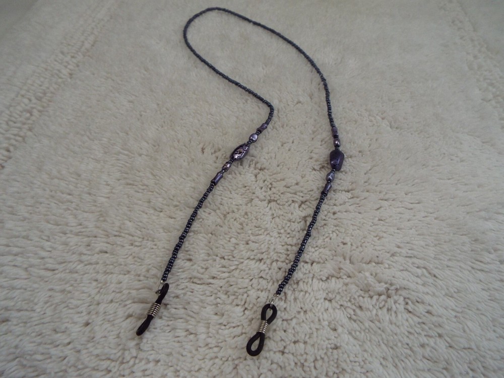 Purple Blue Bead Eyeglass Holder Necklace (A54)