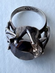 Vintage Sterling Silver Smoky Quartz Crystal Ring Size 7