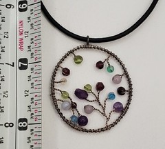 Artisan Tree of Life Pendant 925 Clasp Necklace 15in Leather Mixed Bead Handmade