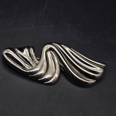 Silver Tone Wave Wavey Brooch Ribbon Vintage 1990s Jewelry