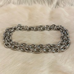 Vtg Grunge Necklace Silver Metal Chain Link Germany Long Hip Hop Statement 6484