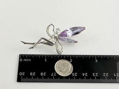 Vintage Kirks Folly Purple Crystal Winged Fairy Pin Brooch Ab Rhinestones