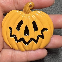 Halloween Pumpkin Jack-o’-Lantern Brooch Pendant – Enamel,Gold-Tone Dual Purpose