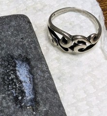 Wheeler Mfg Co. Vintage Sterling Silver Swirl Water Waves Split Shank 925 Ring