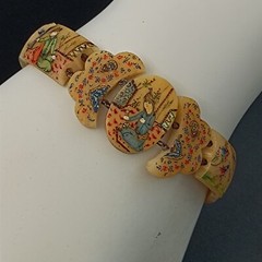 Persian Storyteller Bracelet Hand Painted Panels People Birds Unique Design Rare