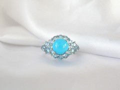 Vintage Sterling Silver 925 Sleeping Beauty Blue Topaz Ring Size 7