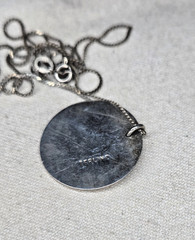 Vintage Sterling Silver Abalone Star Crescent Moon 18″ Serpentine Necklace