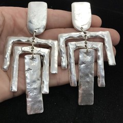 Vintage Temptation Fashion Jewlery Silver Tone Statement Clip-on Earrings