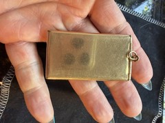 Antique Art Deco Gold Filled Triple Photo Locket Pendant Engraved Keepsake
