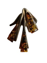 Vintage Ring 925 Amber MCM Size Unknown Sterling