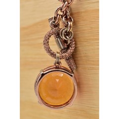 Juicy Couture Vintage Toggle Necklace Orange Crystal Rose Gold Chunky Y2K BinBL