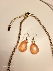 Vintage Beaded Chunky Acrylic Statement Beaded Necklace Earrings
