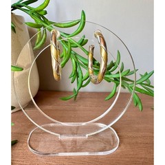 Vintage Mixed Metal Twisted Hoop Earrings | Silver And Brass Tone