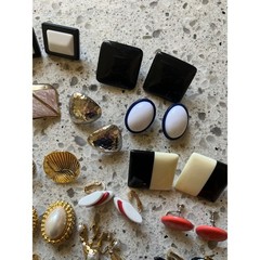 Vintage 80s 90s Earring Lot 20 Pairs Trifari Geometric Enamel Clip On Post Studs