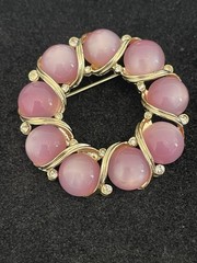 VINTAGE Lavender LISNER MOONGLOW BROOCH Gold Tone Mini Rhinestone Accents *Read