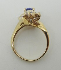 Vintage Solid 14K Yellow Gold Tanzanite Diamond Cluster Ring Size 7.75 – LB2082