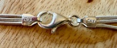 925 Sterling Silver 16″ 3-Strand Snake Chain Necklace Sliding Bead Pendant 11.7G