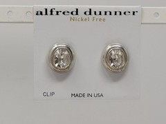 Vintage Alfred Dunner Crystal Clip-On Earrings Silver Tone Nickel Free USA
