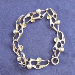 Vtg 900 Silver Panel Bracelet 17.16g Fine Jewelry 8.25″ Artisan Spring Ring