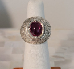 Vintage Asian Sterling Silver Genuine Gemstone Dragon Ring-Size 7.75