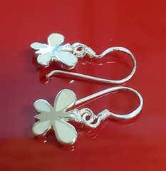 VTG 925 MOP Butterfly Earrings 1in Drop Sterling Silver Mother of Pearl Inlay
